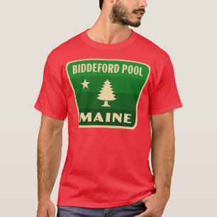 T-shirt Biddeford Pool Maine Retro Pine Tree Badge vert
