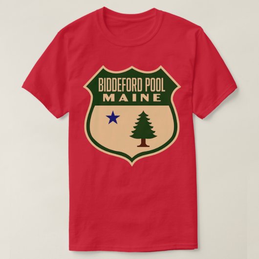 T-shirt Biddeford Pool Maine Retro Pine Tree Shield Vert (Design devant)