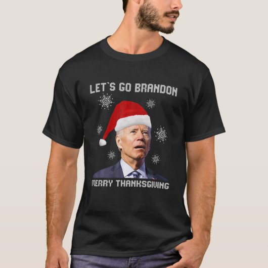 T-shirt Biden Père Noël Joyeux Thanksgiving Allons Branson (Devant)