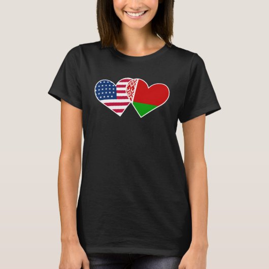 T-shirt Biélorussie Drapeau USA Cœur Jumeau pour les Améri (Devant)