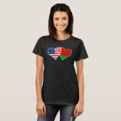 T-shirt Biélorussie Drapeau USA Cœur Jumeau pour les Améri (Devant entier)