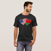 T-shirt Biélorussie Drapeau USA Cœur Jumeau pour les Améri (Devant entier)