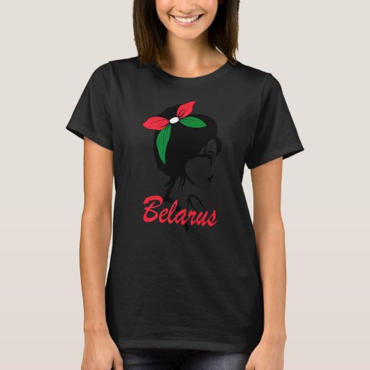 T-shirt Biélorussie Fille Biélorusse Femmes Bélarus Drapea (Devant)