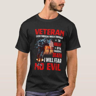 T-shirt Bien Que Je Marche À Travers La Vallée - Militaire