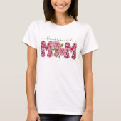 T-shirt Bienheureuse Maman Avec Graphiques Rose (Devant)