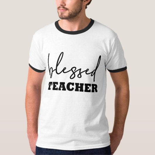 T-shirt Bienheureuse Typographie de l'enseignant (Devant)
