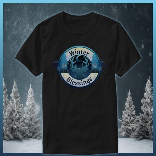 T-shirt Bienheureux hivernaux Cerfs et Lune Badge