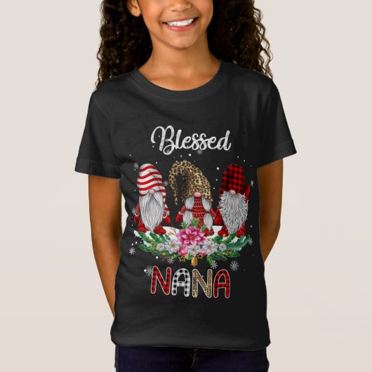 T-Shirt Bienheureux Nana Léopard Buffalo Plaid Gnome (Devant)