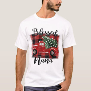 T-shirt Bienheureux Nana Red Truck Vintage Christmas Tree
