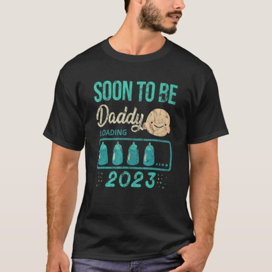T-shirt Bientôt Être Papa 2023 Chargement Lait Bouteille B (Devant)