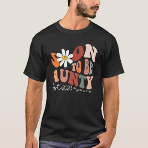 T-shirt Bientôt Être Tante Fleur Faisée Vintage Pour Tante