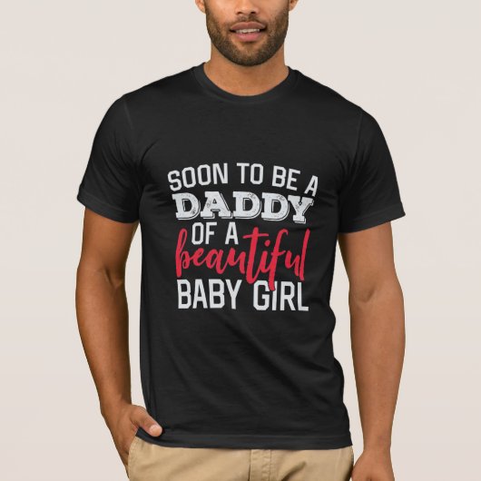 T-shirt Bientôt Être Un Papa Bébé Fille S'Attendant Cadeau (Devant)