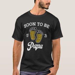 T-shirt Bientôt Papa Est 2025 Chargement Empreinte de Bébé
