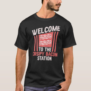 T-shirt Bienvenue À Crsipy Bacon Station Pork Barbecue
