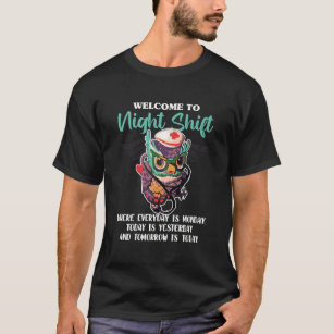 T-shirt Bienvenue À La Nuit Shift Funny Nursing Owls Lo