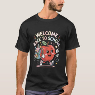 T-shirt Bienvenue à l'école Fille pomme rentrant en pré-ma