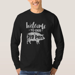 T-shirt Bienvenue À Notre Cochon Poigné Propriétaire Pig F