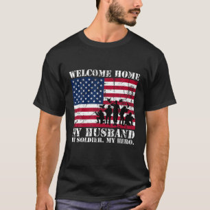 T-shirt Bienvenue Accueil Mon Mari Maison Militaire Femme