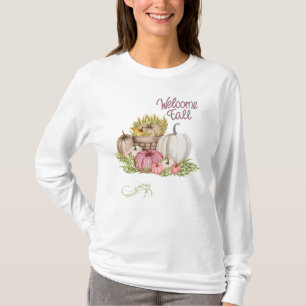 T-shirt Bienvenue Fleurs Citrouilles Automne