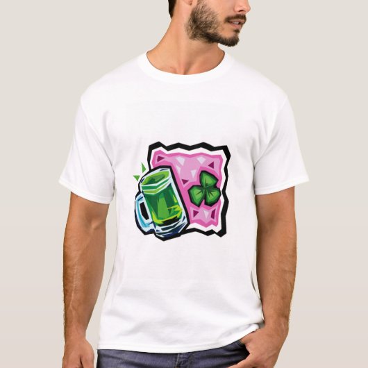 T-shirt Bière anglaise et shamrock verts (Devant)