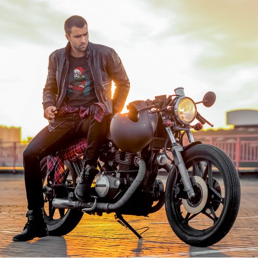 T-shirt Bière crâne père Noël Noël Mec Chilling Drôle