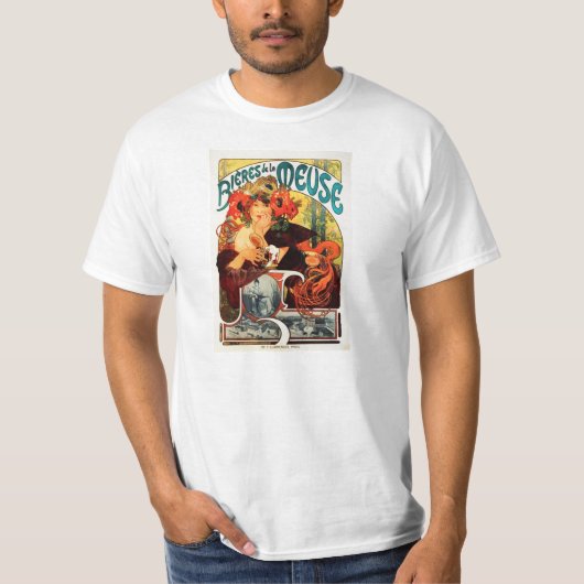 T-shirt Bière d'Alphonse Mucha de la Muse (Devant)