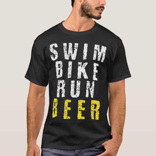 T-shirt Bière de course à vélo de natation Drôle Triathlon (Devant)