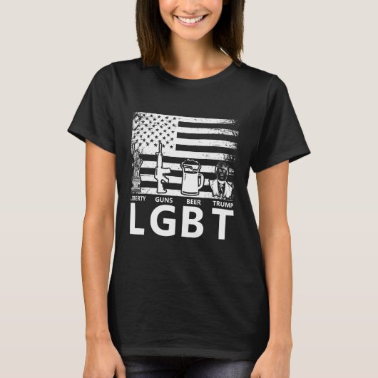 T-shirt Bière Donald Trump Lgbt Liberty Guns (Devant)