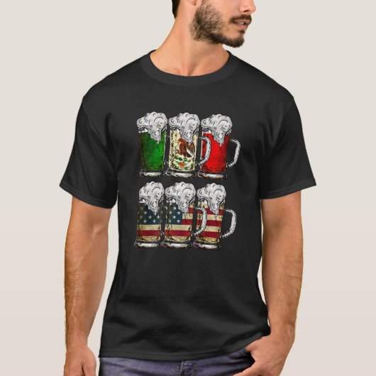 T-shirt Bière Drapeau Mexicain Américain Cinco de Mayo Hom (Devant)