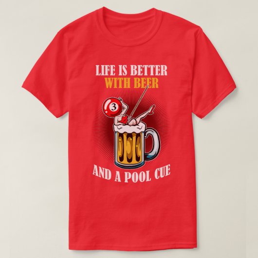 T-shirt Bière Et Piscine Cue Funny Billard (Design devant)