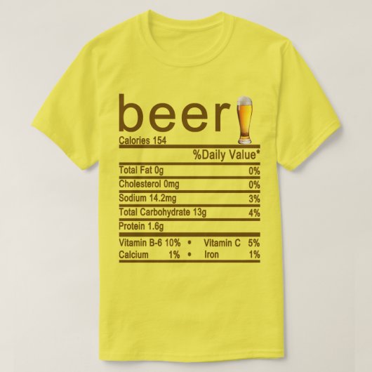 T-shirt bière étiquette de la valeur nutritive (Design devant)
