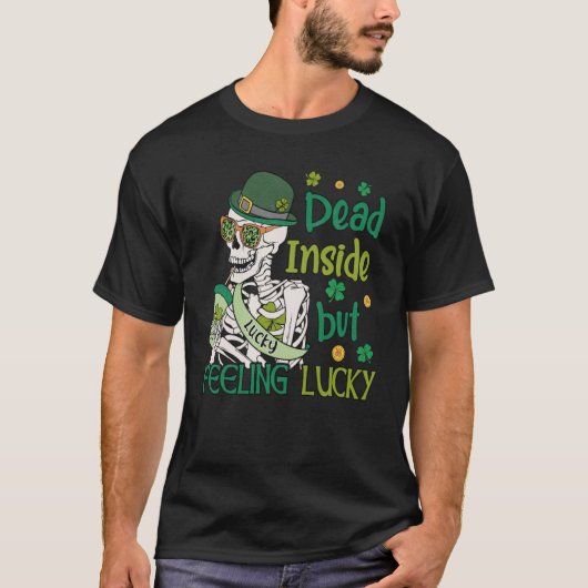 T-shirt Bière irlandaise et shamrock morte à l'intérieur m (Devant)