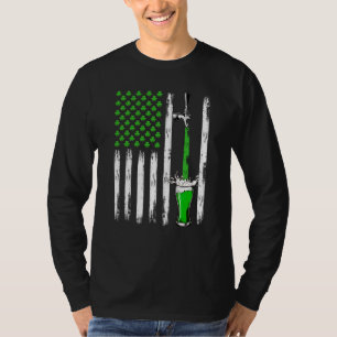 T-shirt Bière Pression Rétro Drapeau Américain Trèfle Sain