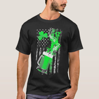 T-shirt Bière Splash St Patrick's Day Shamrock Clover Amer
