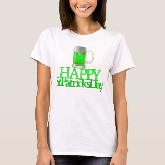T-shirt Bière verte néon floue joyeuse St. Patrick (Devant)