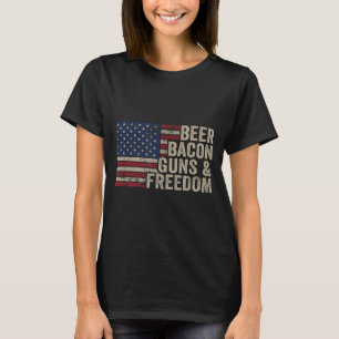 T-shirt Bières Bacon Guns & Dom - Bbq Vintage Drapeau