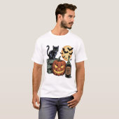T-shirt Bières de chat de citrouille Halloween (Devant entier)