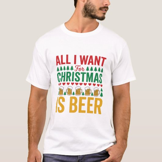 T-shirt Bières de Noël Conception de boisson de vacances d (Devant)