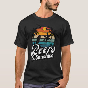 T-shirt Bières Et Sunshine Palm Tree Surf Vacay Plage Rétr