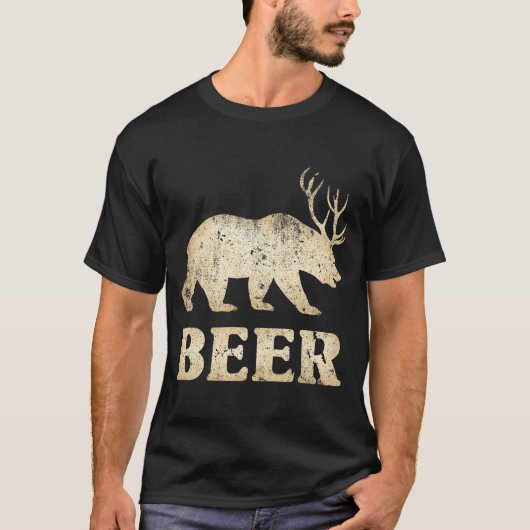 T-shirt Bières Vintage Bear Deer  (Devant)