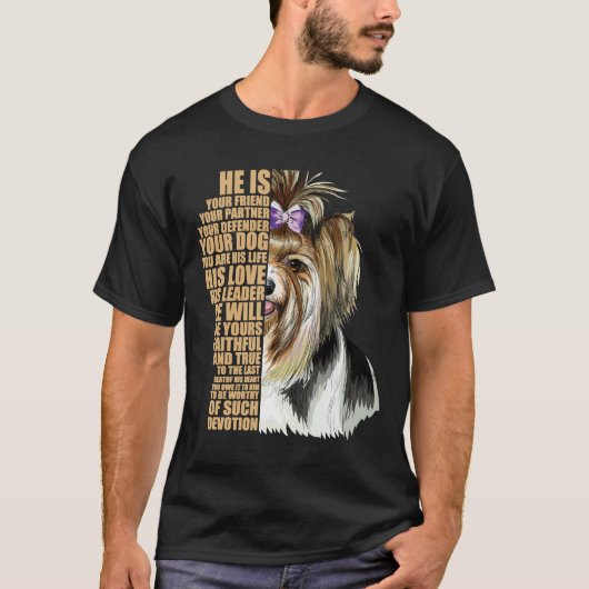 T-shirt Biewer Terrier Chien Cute Dessin Inspiré Pour  (Devant)