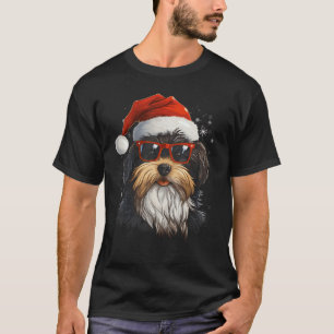 T-shirt Biewer Terrier Chien de Noël Tee - shirts graphiqu