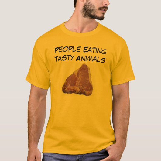 T-shirt Bifteck à l'os, les gens mangeant les animaux (Devant)