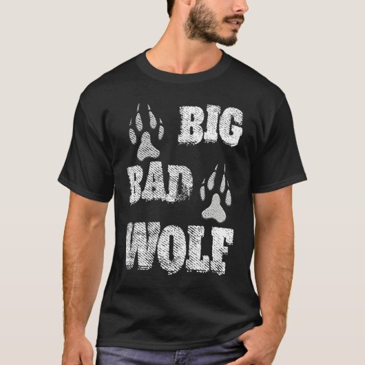 T-shirt BIG and evil wolf disstressed paw print (Devant)