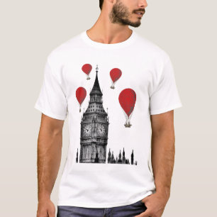 T-shirt Big Ben et ballons à air d'un rouge ardent 2