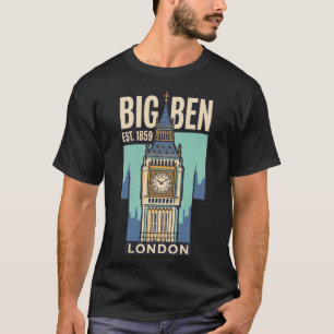 T-shirt Big Ben Londres Angleterre Affiche de voyage rétro