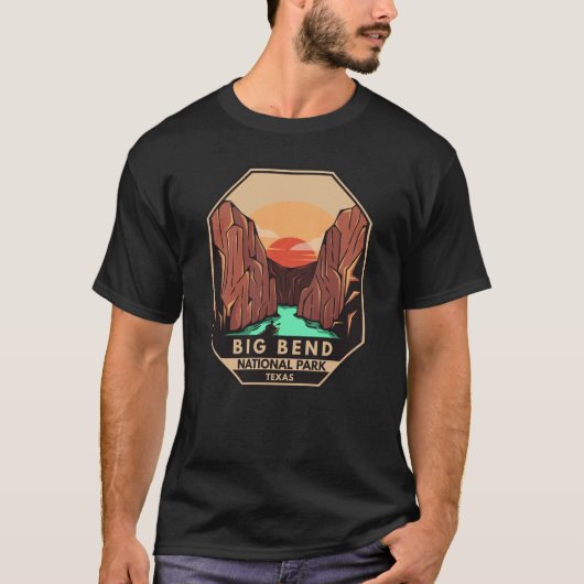 T-shirt Big Bend National Park Kayak Retro Emblem (Devant)