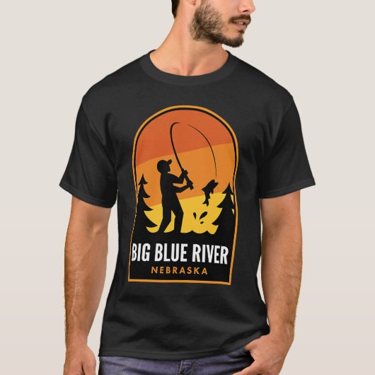 T-shirt Big Blue River Nebraska Pêche (Devant)