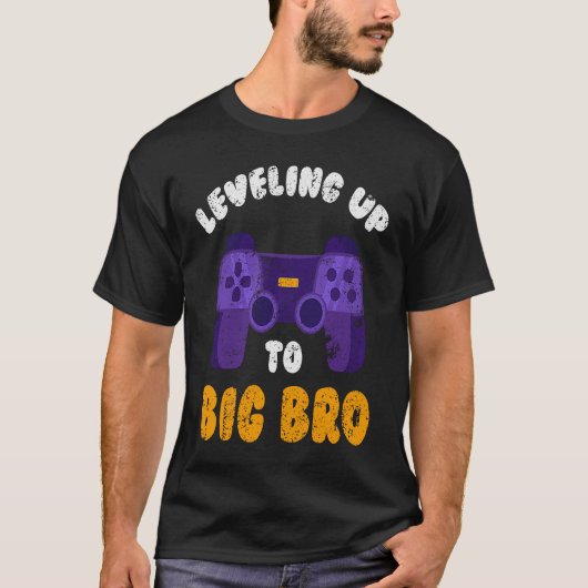 T-shirt Big Bro Present Game Leveling futur frère (Devant)