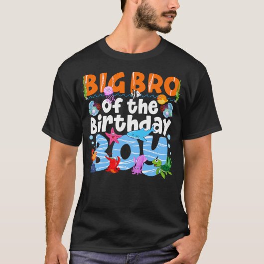 T-shirt Big Bro Under Sea Birthday Party Boys Ocean Sea An (Devant)